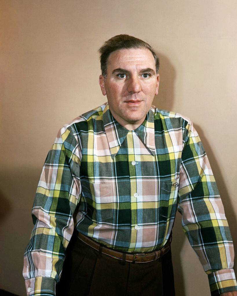 William Bendix wearing a flannel shirt