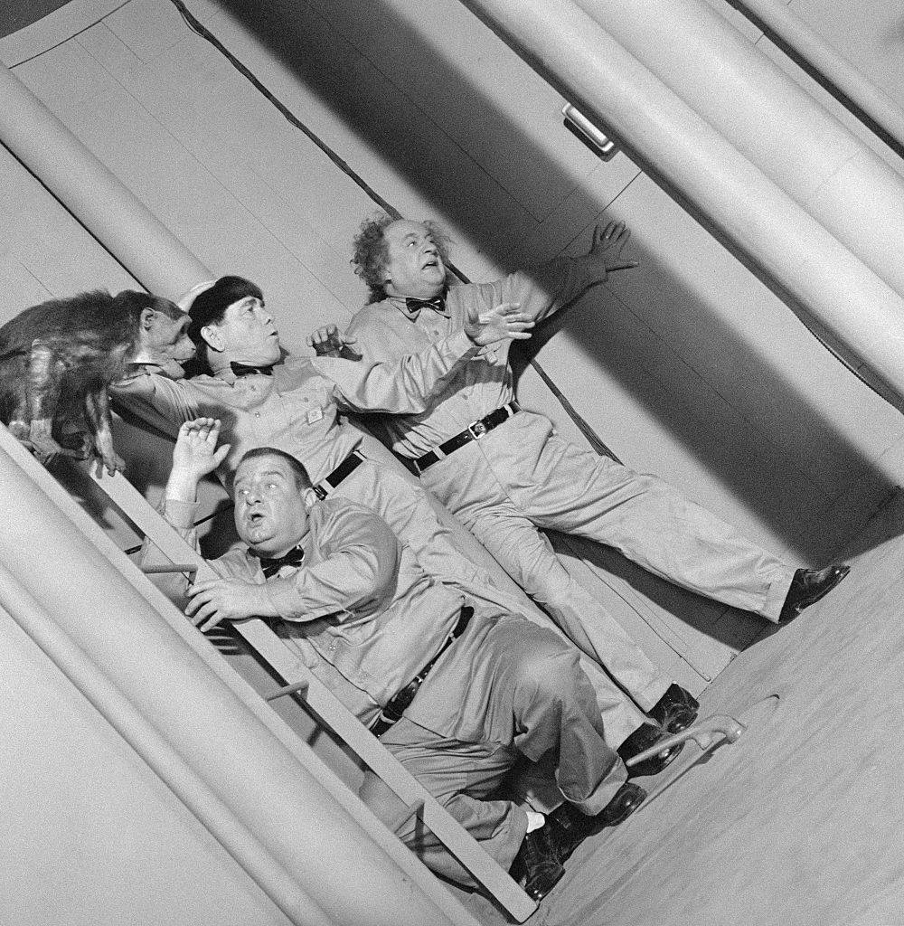 Three Stooges film with chimpanzee in short comedy film 