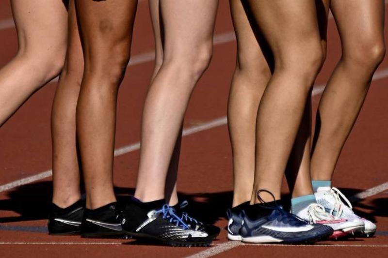 Arcadia, CA - April 08: Girls prepare for the 4x800 Invitational run during the Arcadia Invitational at Arcadia High School in Arcadia