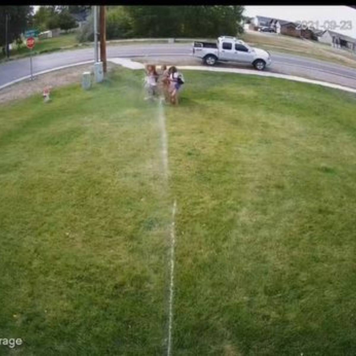 kids getting sprayed