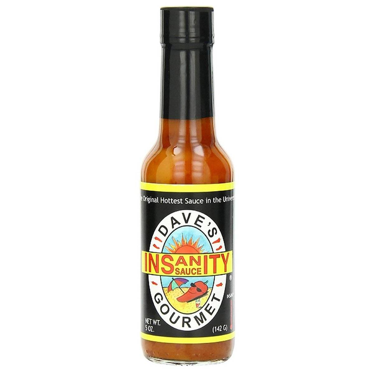 Bottle of Dave's Gourmet Insanity Hot Sauce