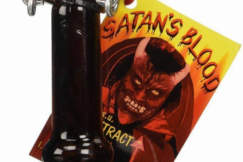 Bottle of Satan's Blood Hot Sauce