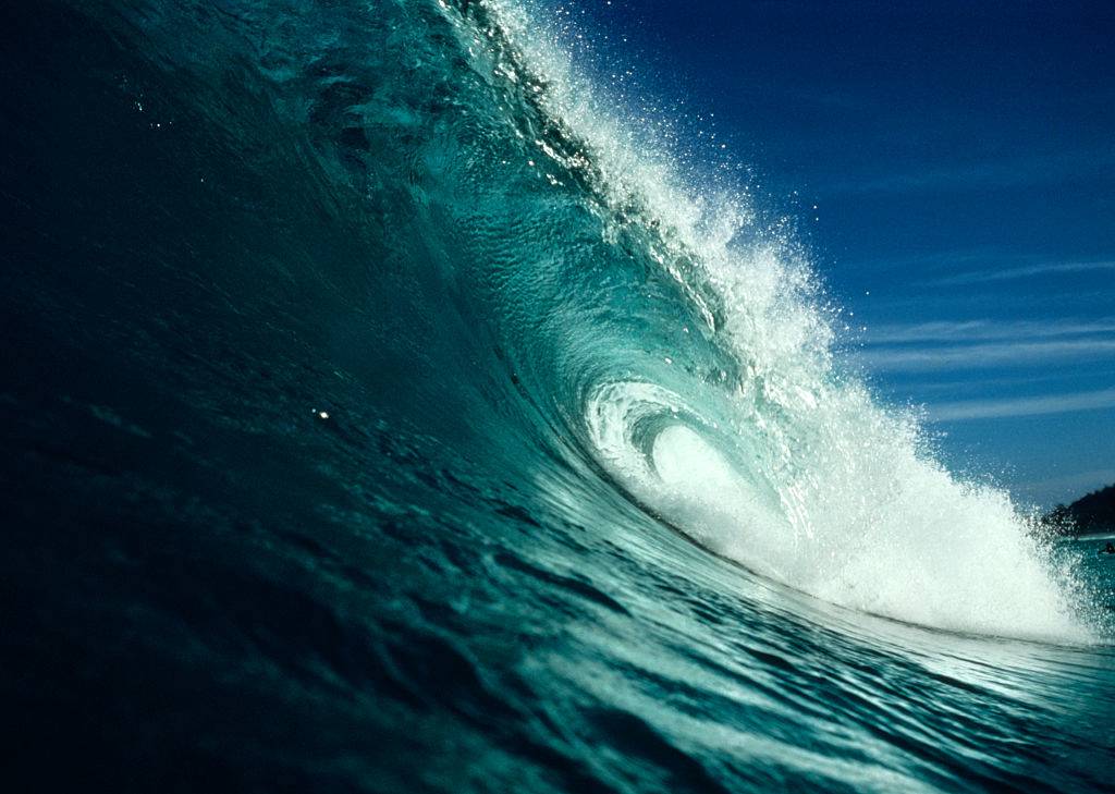Wave breaking at beach