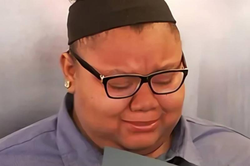 waitress crying with glasses