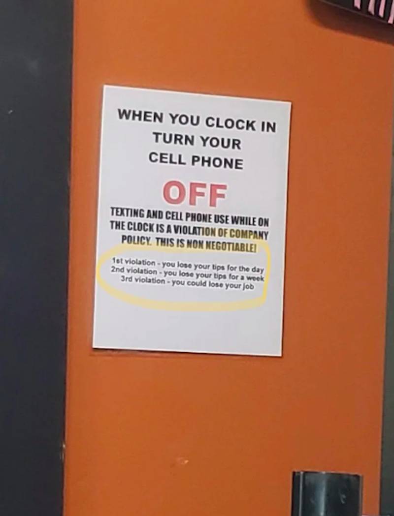 When you clock in turn your cell phone off