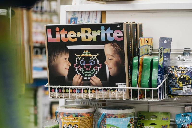 Toy Store with Lite Brite toy on displey