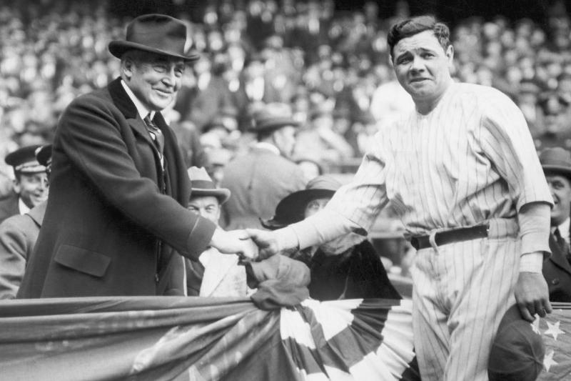 President Harding and Babe Ruth Shaking Hands