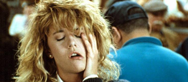 Meg Ryan and panting and moaning as Sally Albright in When Harry Met Sally