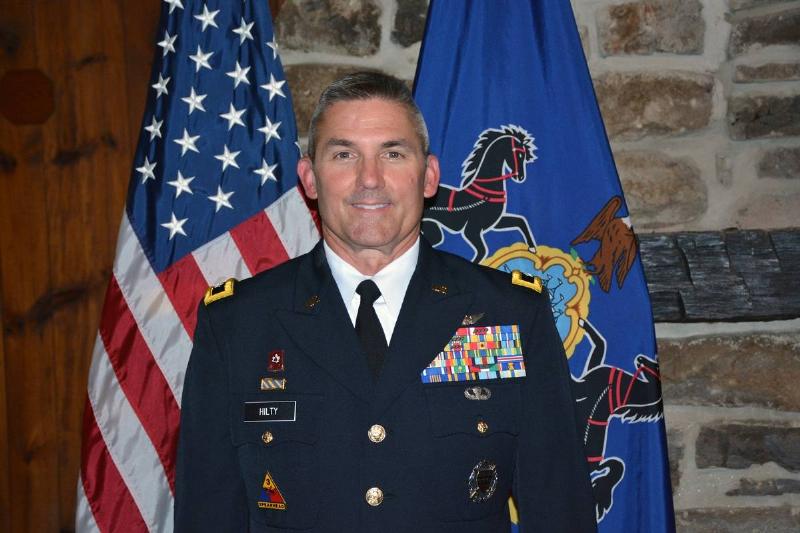 Brig Gen Timothy Hilty promoted to major general during a ceremony at Fort Indiantown Gap, May 14, 2018.