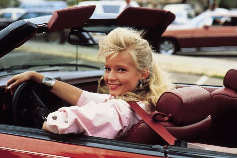 Amy Stoch driving car as Missy Preston in Bill & Ted's Excellent Adventure