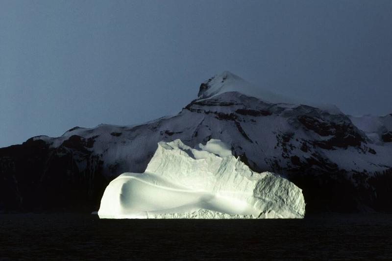 Antarctica, Iceberg In Bransfield Strait, King George Island Background.