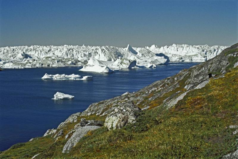 Greenland, Icebergs Break Of The Glacier At Discobay,...