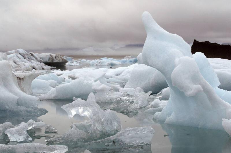 Icebergs break off the Vatnajökull Glacier before floating to sea, July 2006. The 8,300-square-kilometre Vatnajökull is as big as all the other glaciers in Europe put together.