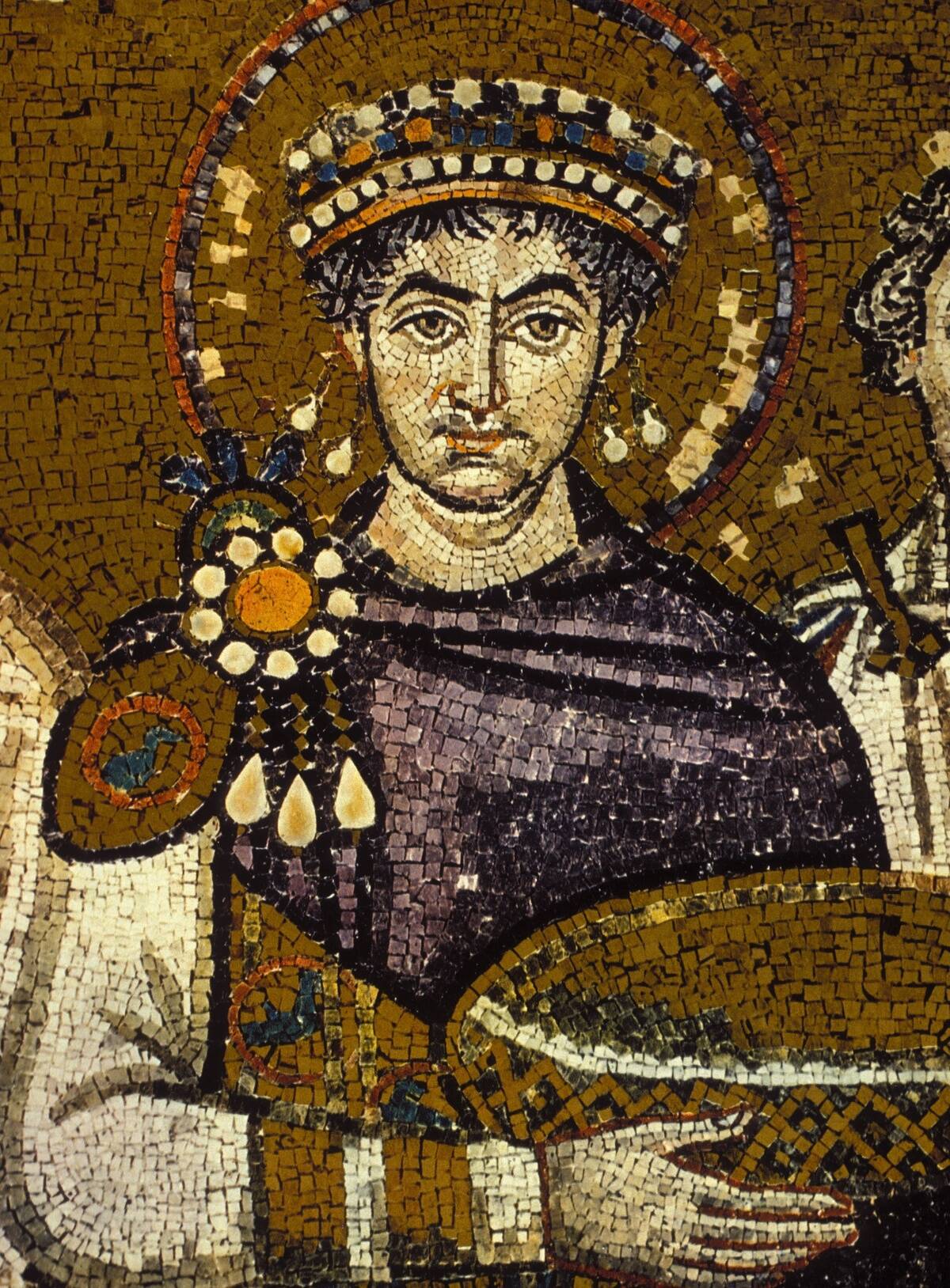 Eastern Roman Empire Justinian I (the Great) 11.05.482-11.11.565 Byzantine Emperor 527-565 - mosaic (detail) from St. Vitale, Ravenna - 6th century