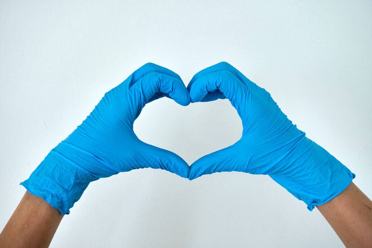 rubber blue gloves