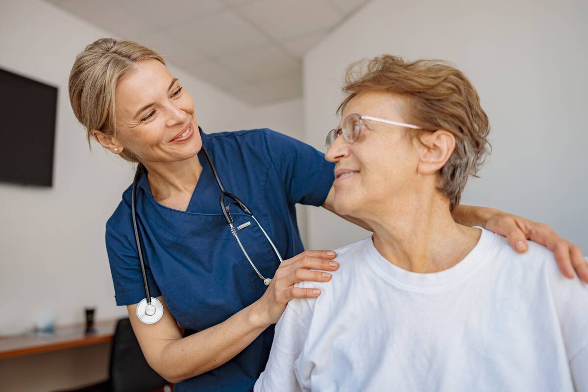 doctor with elderly woman