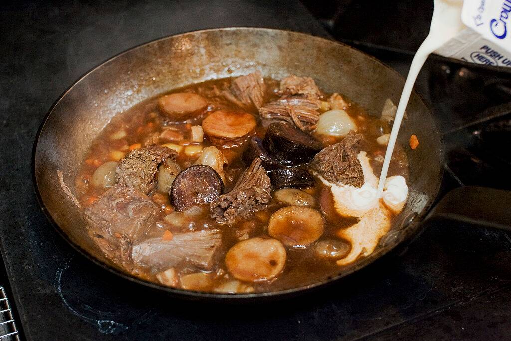Beef Bourguignon on the stove
