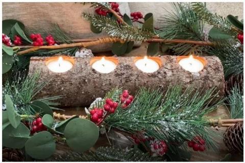 Log Christmas centerpiece