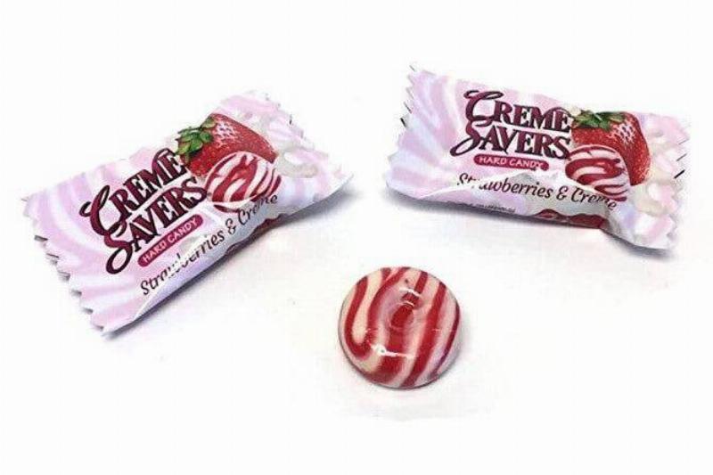 creme savers candy in package and unwrapped