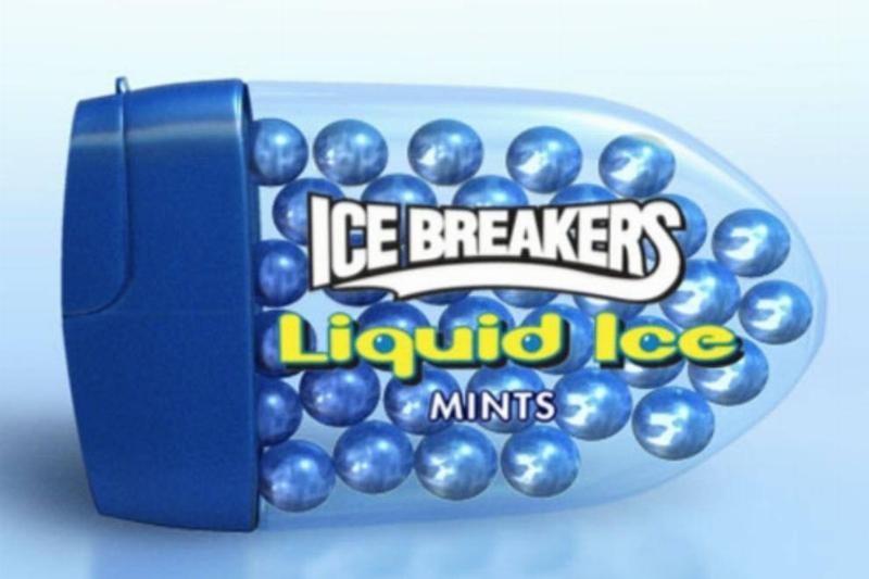 container of blue ice breakers liquid ice