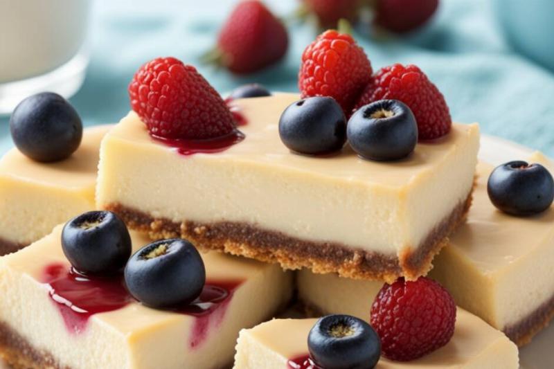 philadelphia cheesecake bars with berries