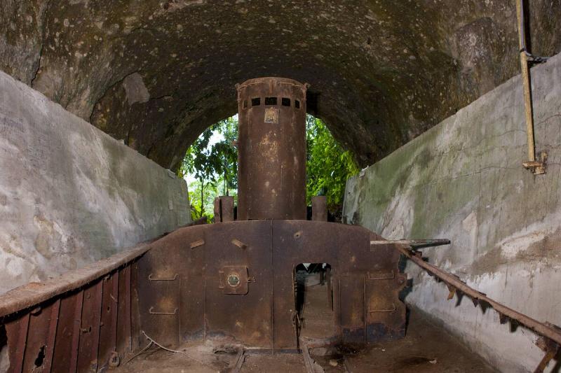 Wreck boat in karavia tunnels, East New Britain Province, Rabaul, Papua New Guinea...