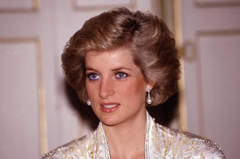 Diana Princess of Wales at a dinner given by President Mitterand at the Elysee Palace in Paris
