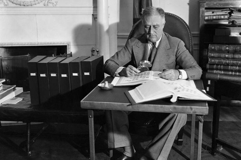 Franklin Delano Roosevelt with Stamps