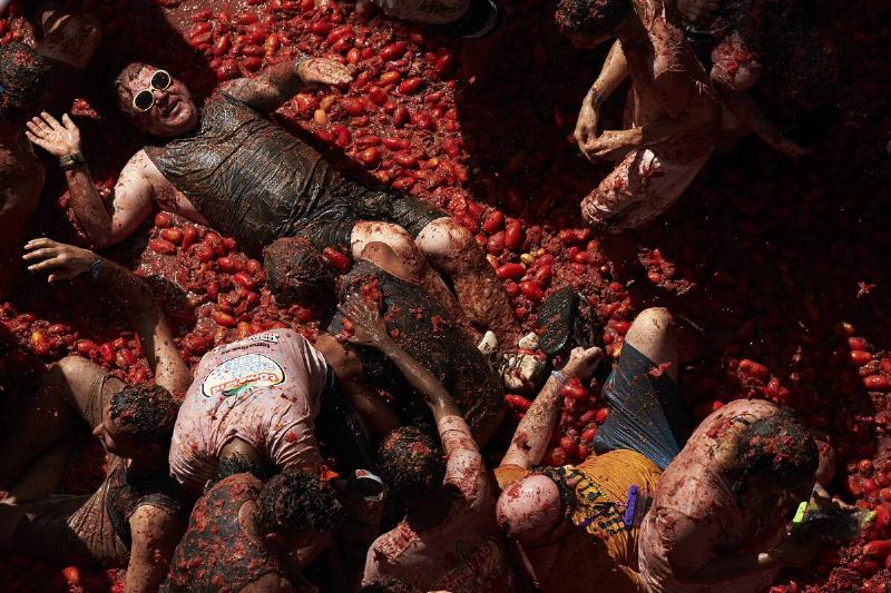 Spain's Tomato Throwing Festival Returns After Covid Hiatus For The 75th Edition