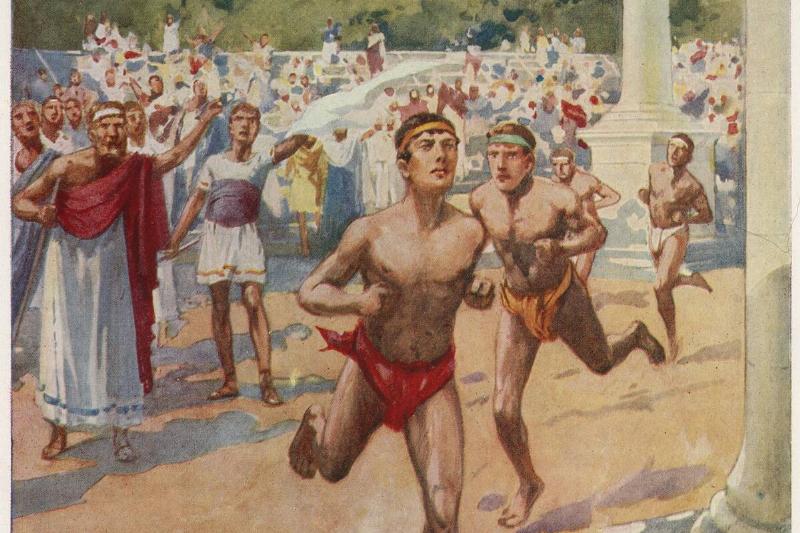 'A Foot Race at the Olympian Games', Ancient Greece. Artist: Archibald Webb