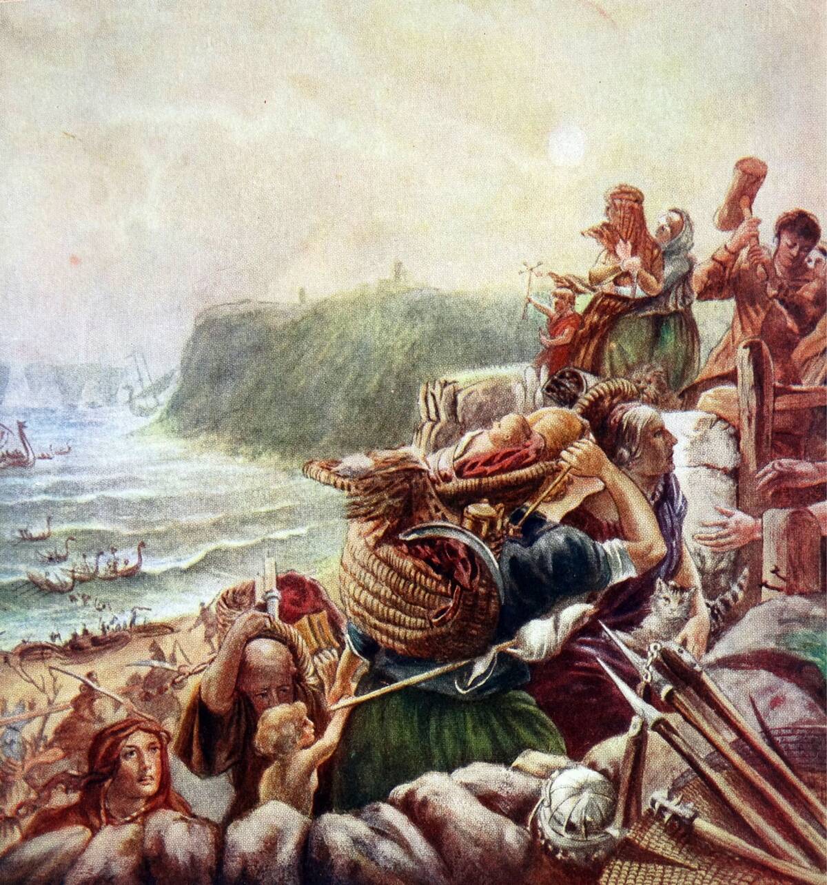 The Danes land at Tynemouth in England.