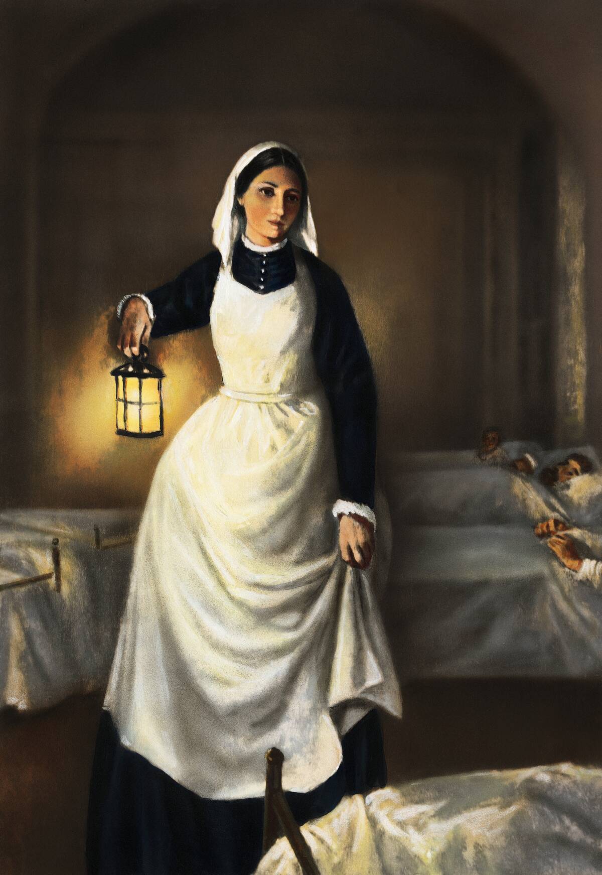 Illustration of Florence Nightingale Holding Lamp