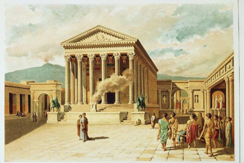 Forum and Temple of Jupiter, Pompei, Volume IV, restoration essays, plate I by Fausto and Felice Niccolini