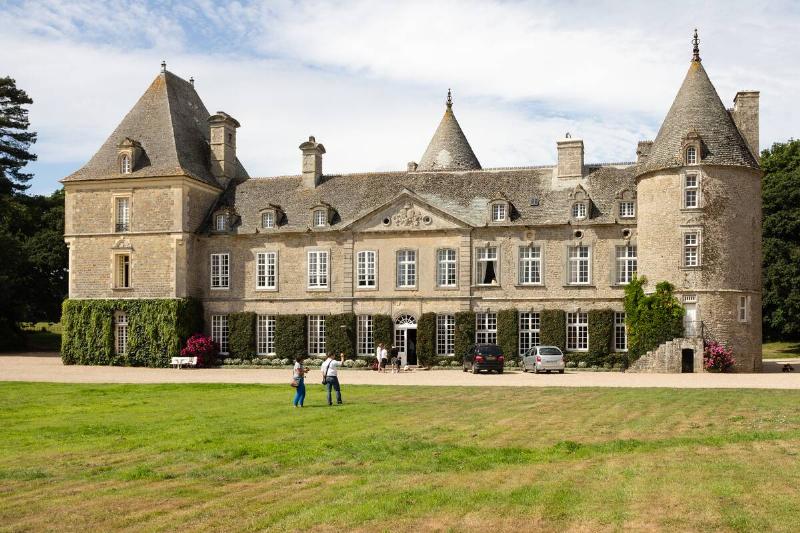 Facade of the château de Tocqueville in Tocqueville (France).