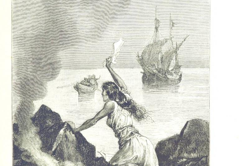 Illustration of Marguerite de Robertval abandoned. 