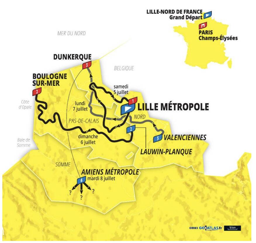 Map of the Tour de France 2025 route. 