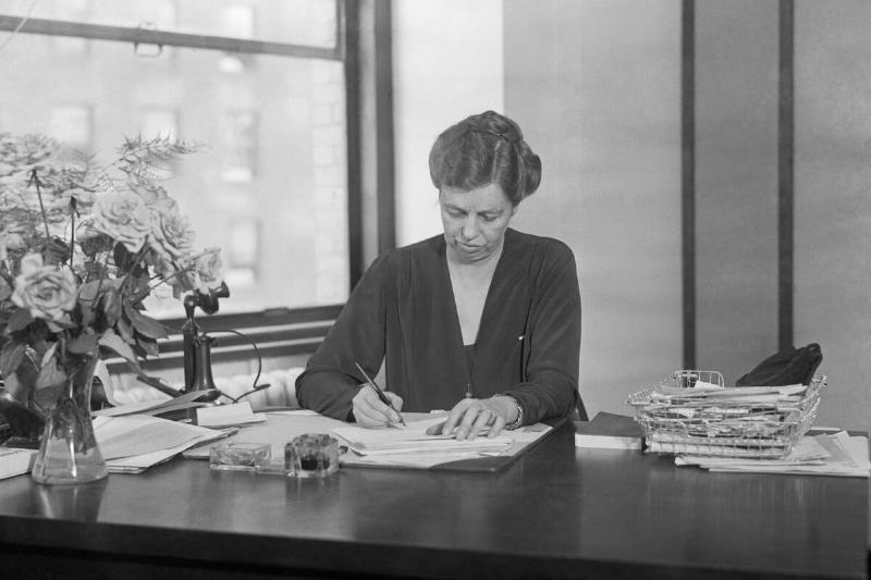Eleanor Roosevelt Writing at Desk