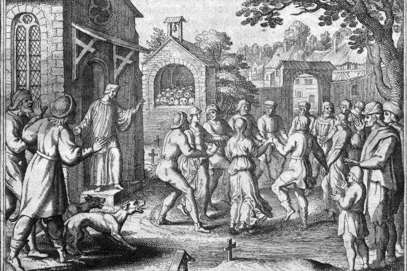 Print of Dancing Mania In Europe During Plague