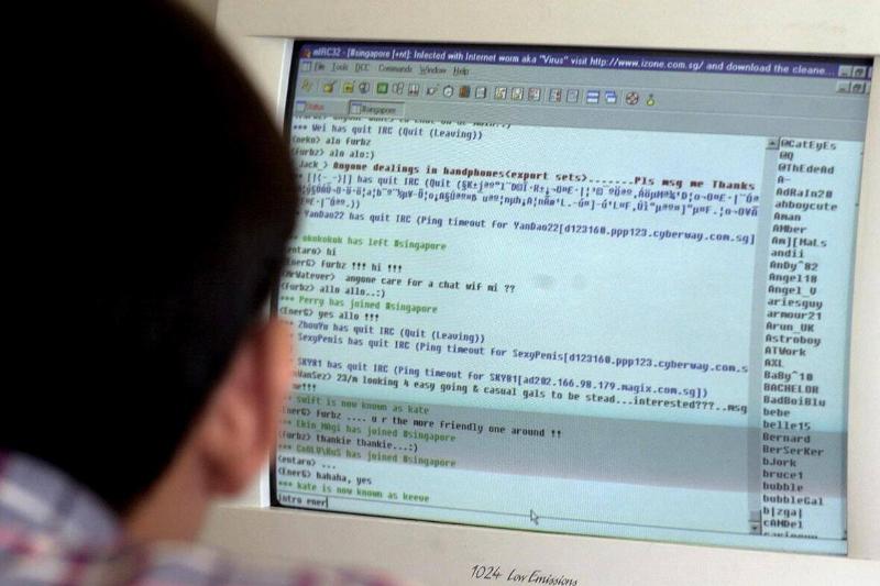 A man chats online using an Internet Relay Chat pr
