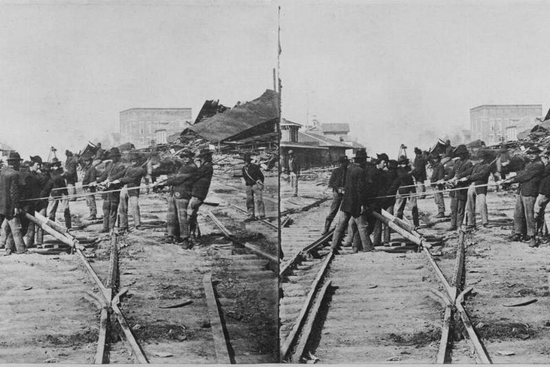 American Civil War - Union Army Dismantling Railroad
