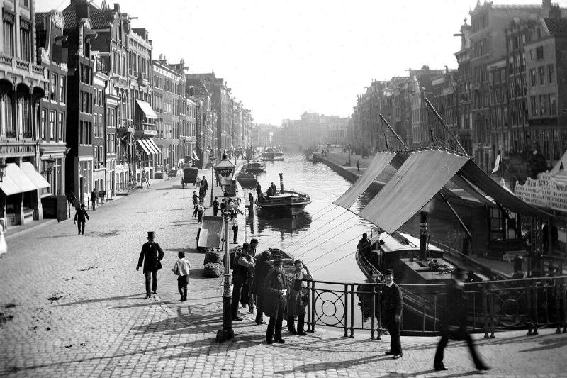 Amsterdam (Netherlands). Station of boats in the p