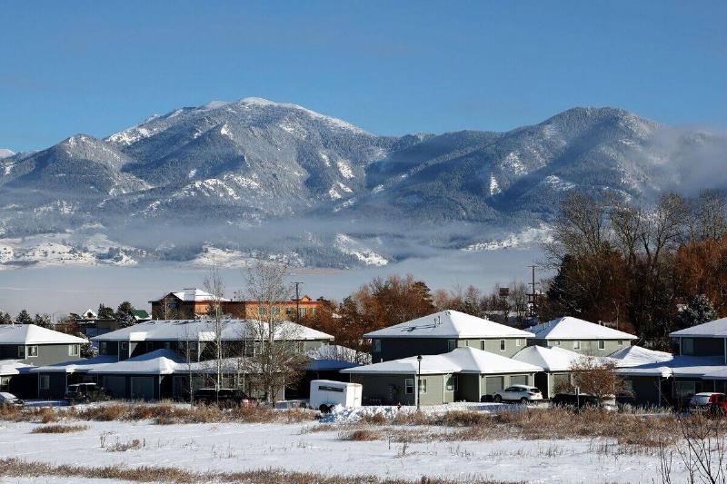 Bozeman Montana residential neighborhood in winter