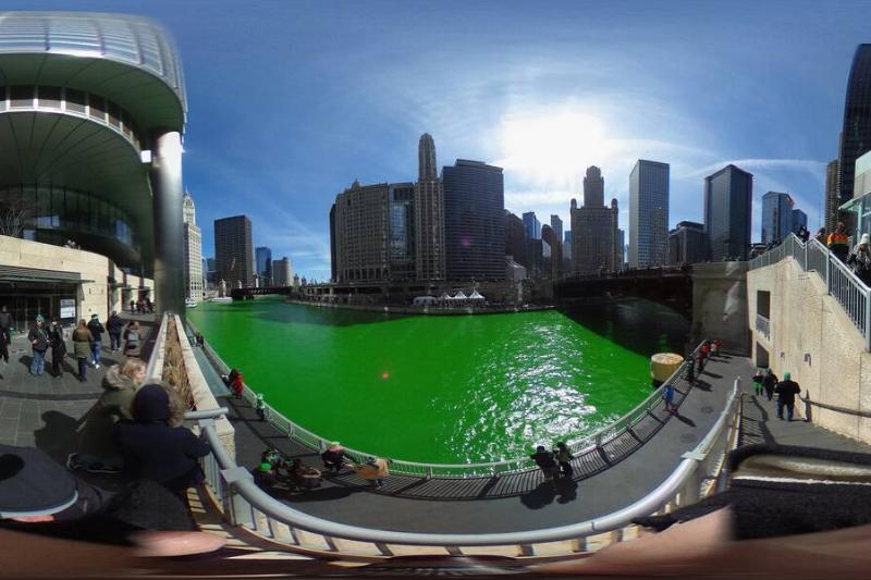 Chicago River Dyed Green In Annual St. Patrick's Day Tradition