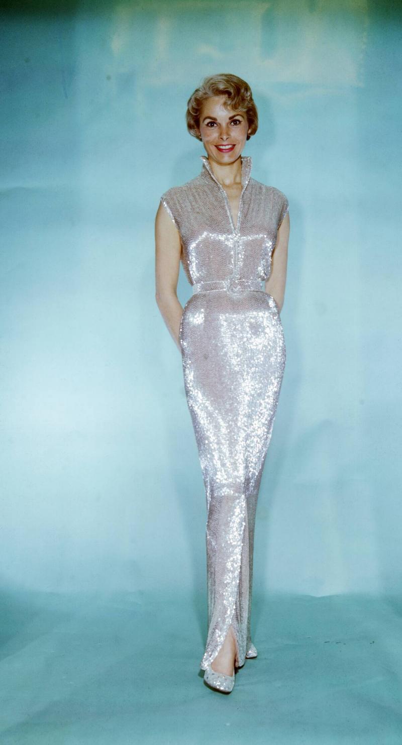 Janet Leigh Wearing Exquisite Silver Dress