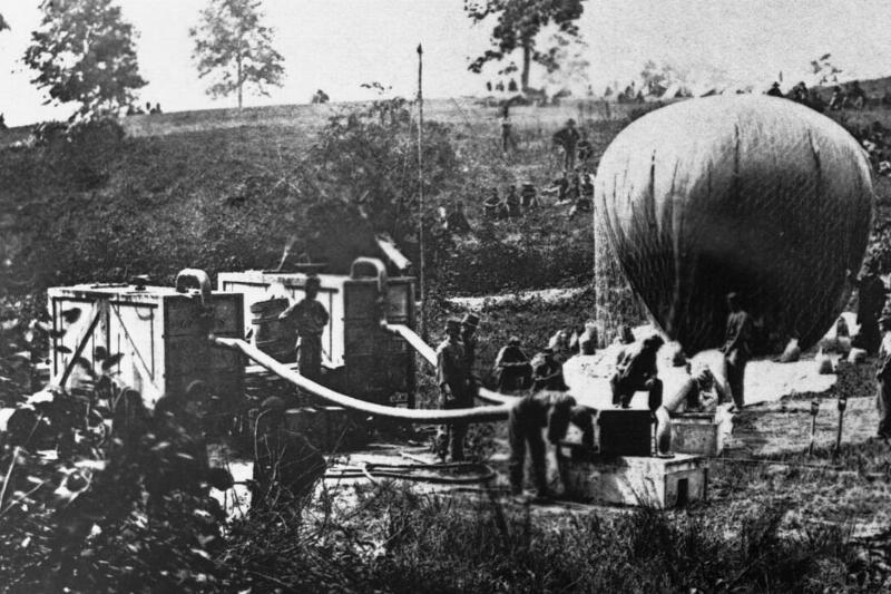 Men Preparing Observation Balloon for Launching
