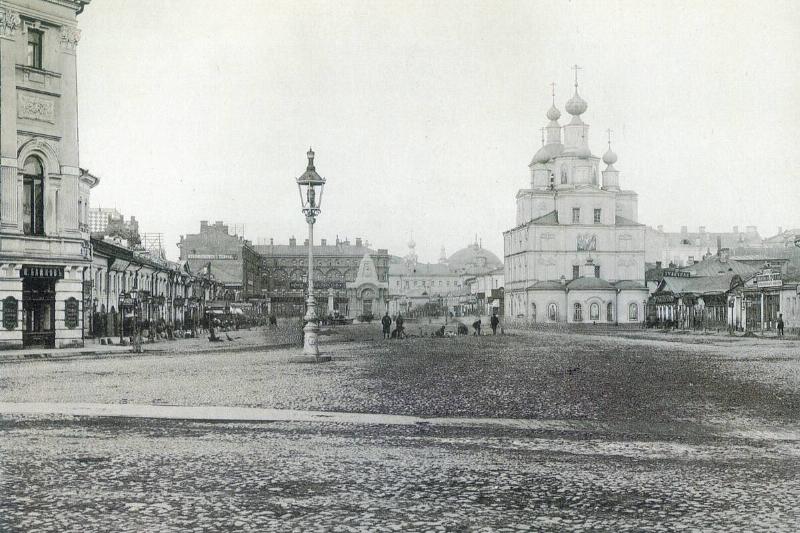 Okhotny Ryad (Hunting Row), Moscow, Russia 1880s.