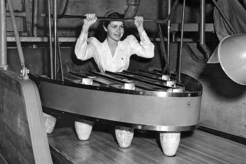 Pinsetter At A Bowling Alley