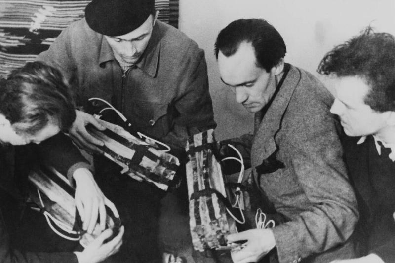 Pogorze, Polish Resistance Movement Preparing The Mining Of A Bridge Near Pogorzne In Poland On April 4Th 1944