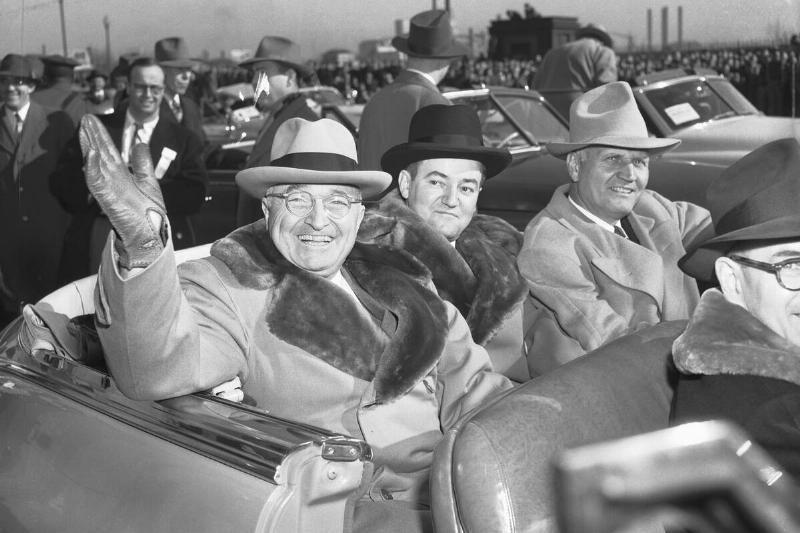 President Harry Truman Waves to Crowd in Parade