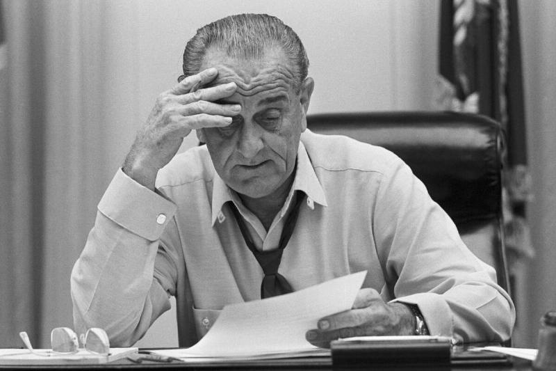 President Johnson Working In White House